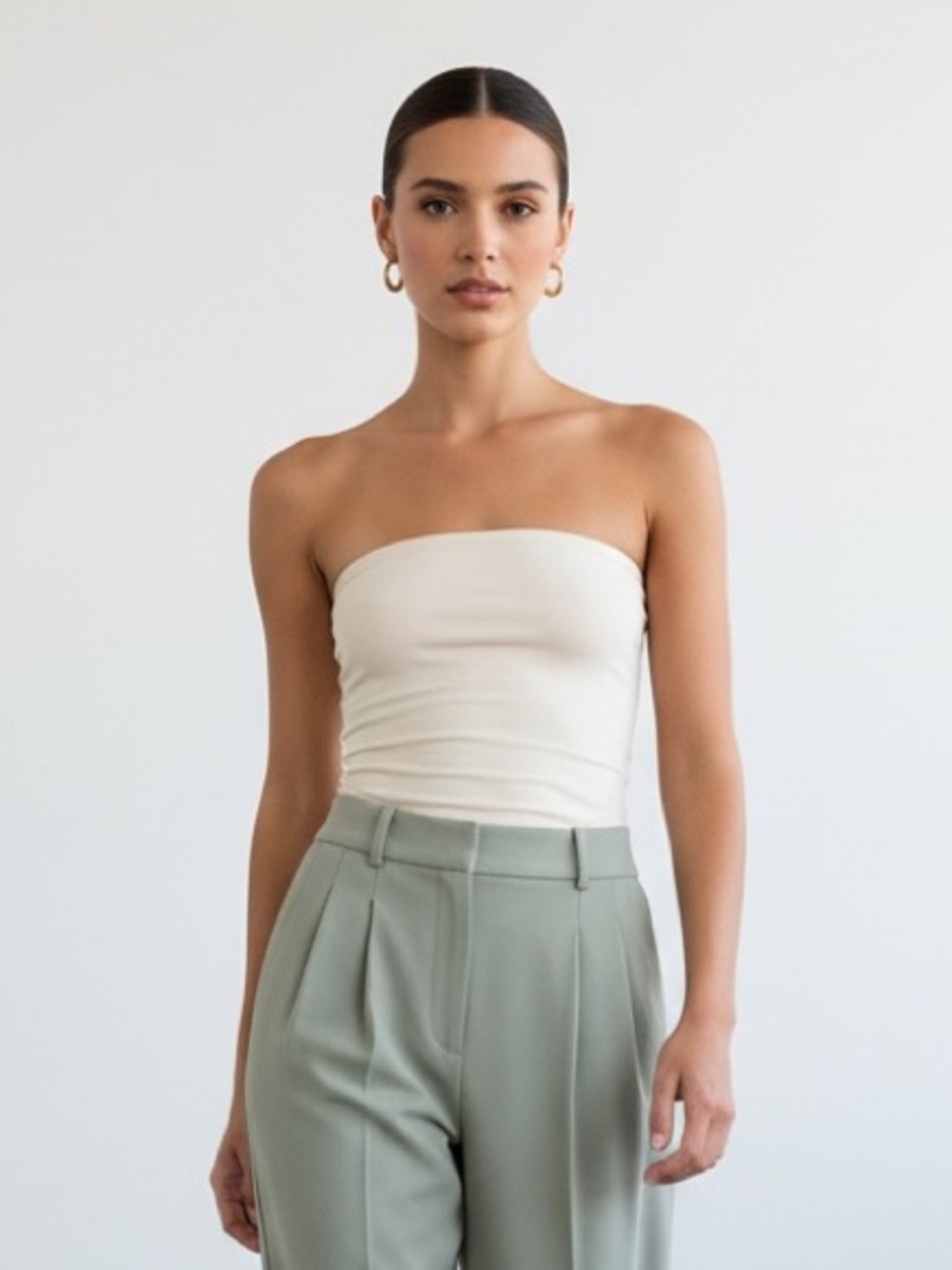 1397 • Ecru Rayon Blend Double Thick Ultra Soft Strapless Bandeau Top